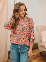 Paula Mocha Floral Print Top