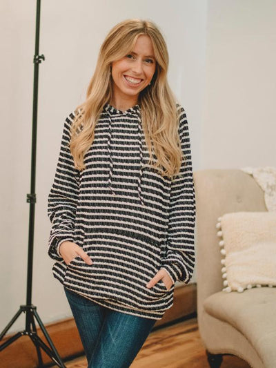 Olivia Black/Cream Long Sleeve Stripe Top