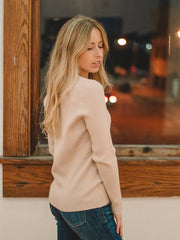 Lori Oatmeal Ribbed Henley Sweater