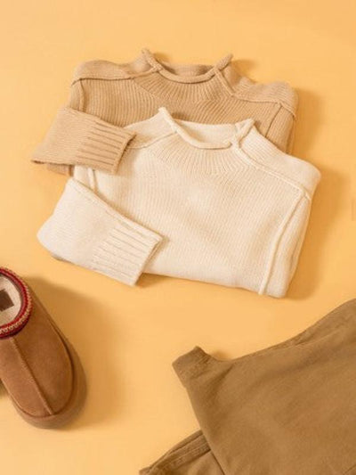 Zoe Taupe Mock Neck Sweater