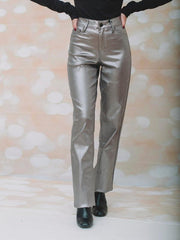 YMI Metallic Smoke High Rise Straight Leg Pants