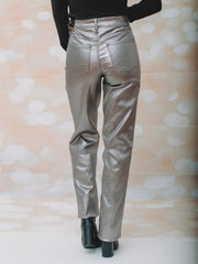 YMI Metallic Smoke High Rise Straight Leg Pants