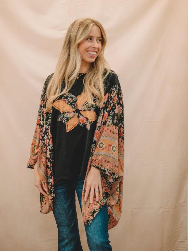 Nancy Black Poncho Top