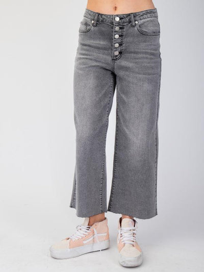 Black Washed Denim Stretch Pants