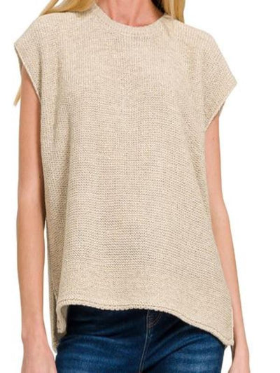 Ashlin Sand Beige Short Sleeve Sweater