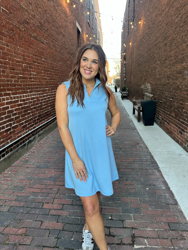 Amber Capri Blue Sleeveless Dress