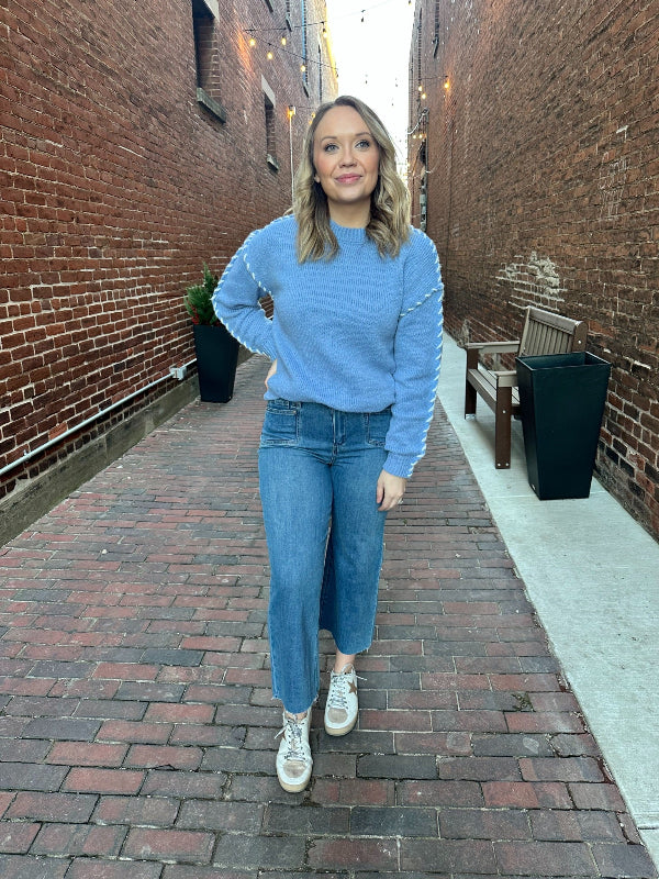 Carissa Blue Crew Sweater