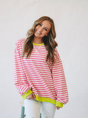 Caitlyn Pink/White Long Sleeve Striped Top