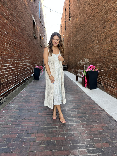 Beth Beige Sleeveless Long Cardigan