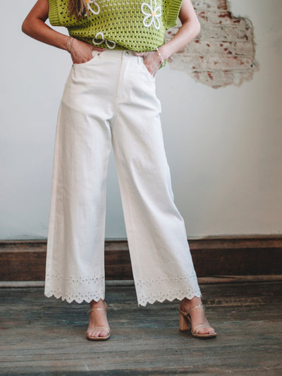 Carmen White High Waist Ankle Pants