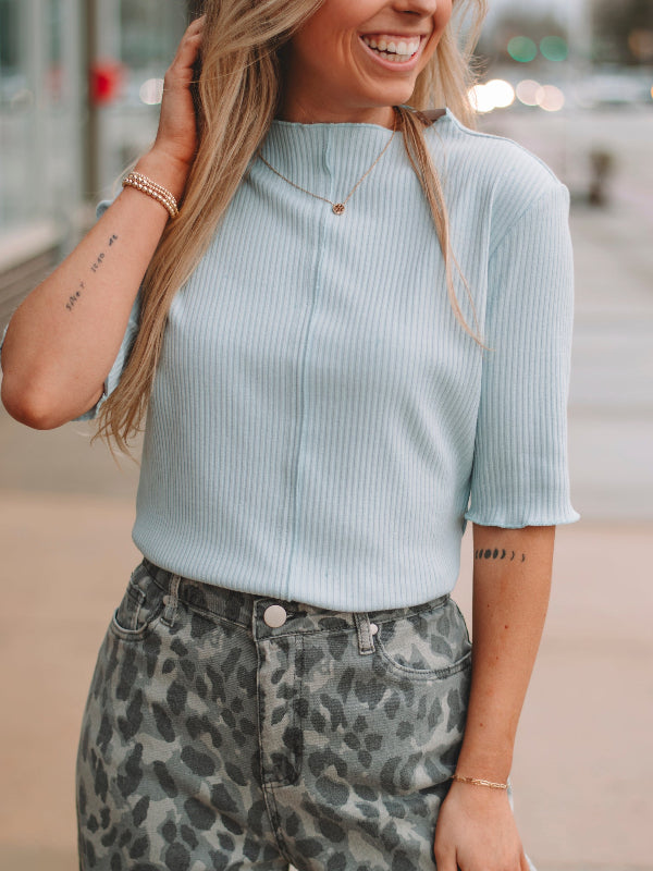 Layne Lt Blue Half Sleeve Top