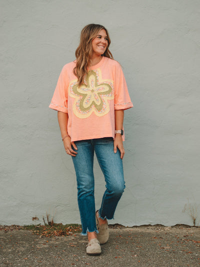 Randee Peach Short Sleeve Top