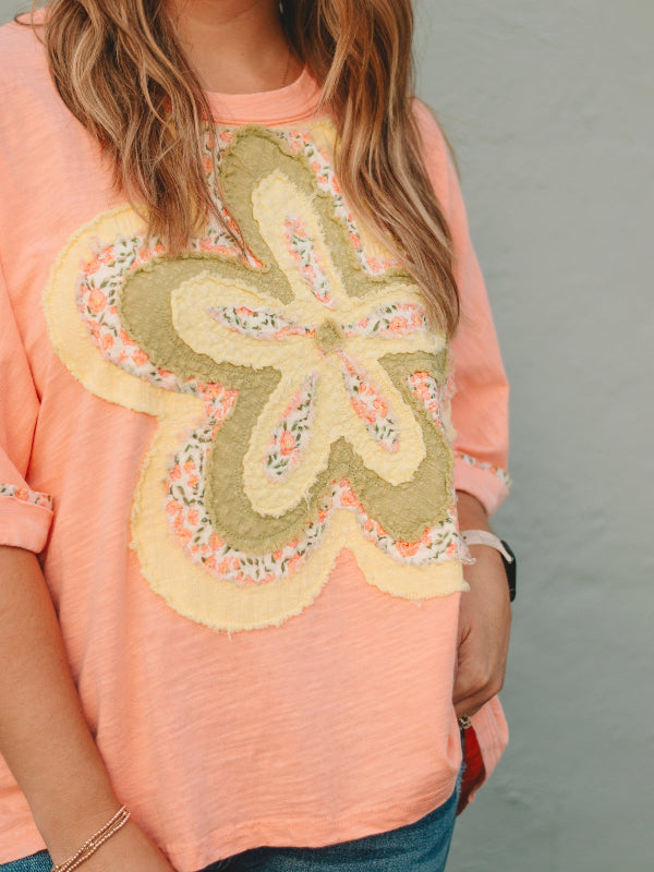 Randee Peach Short Sleeve Top