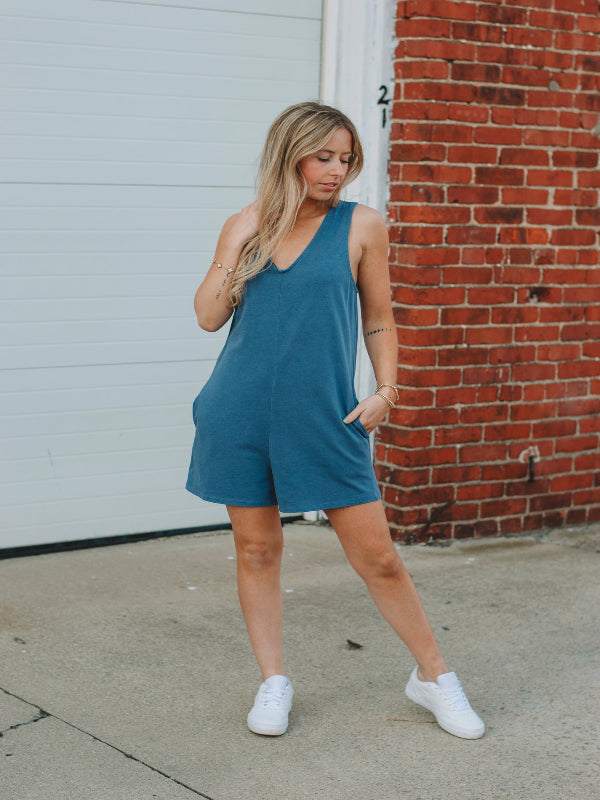 Hailie Dusty Indigo Romper