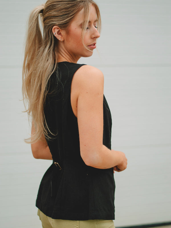 Vaile Black Button Down Vest