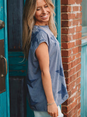 Heidi Indigo Muscle Star Print Tee