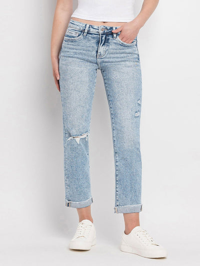 Lovervet Lt Wash High Rise Slim Straight Jean