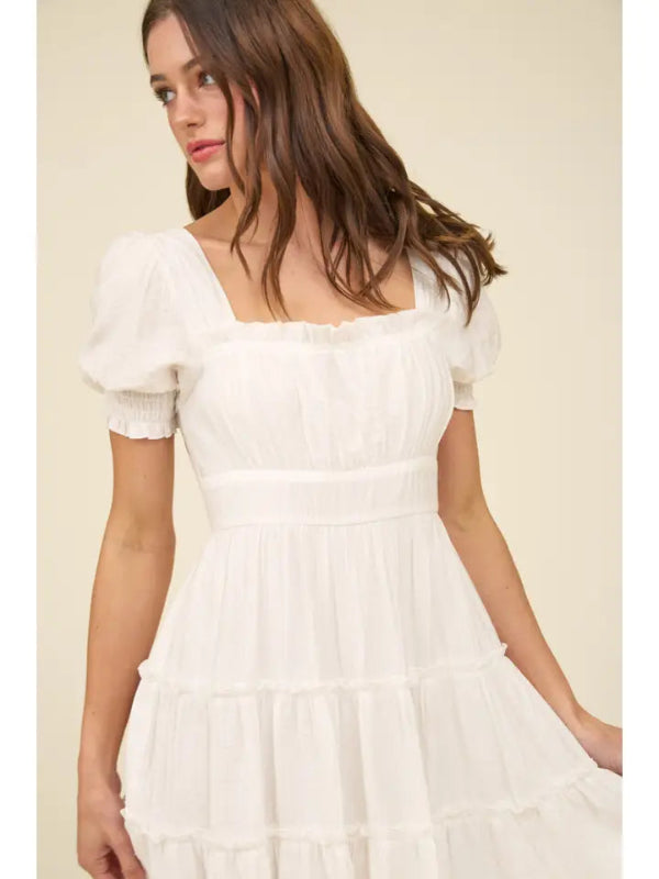 Riley White Tiered Mini Dress