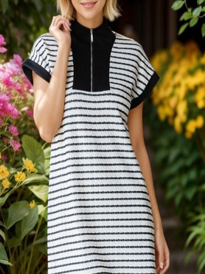 Becky Cream/Black Stripe Mini Dress