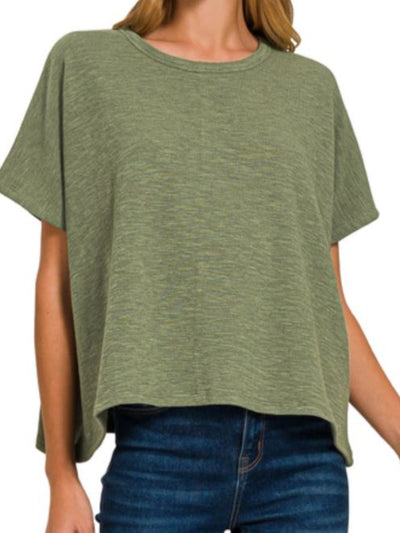 Bridgett Lt Olive Short Sleeve Top