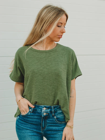 Bridgett Lt Olive Short Sleeve Top