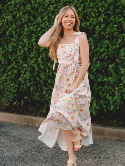Peggy Pink Floral Midi Dress