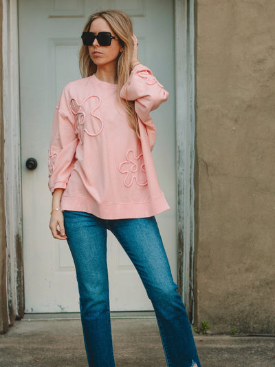 Caitlyn Pink 3/4 Sleeve Sweatshirt