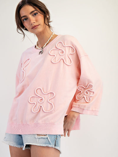 Caitlyn Pink 3/4 Sleeve Sweatshirt
