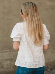 Liz White Short Puff Sleeve Top