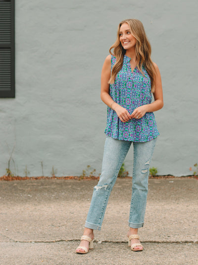 Loise Royal Blue Print Tank