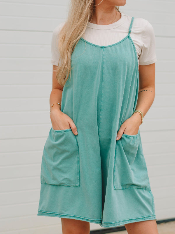 Gina Faded Teal Romper