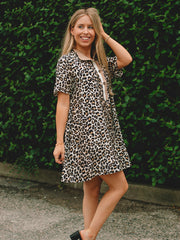 Diana Camel Animal Print Dress