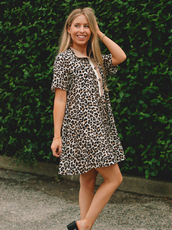Diana Camel Animal Print Dress