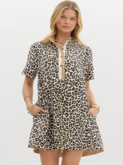 Diana Camel Animal Print Dress