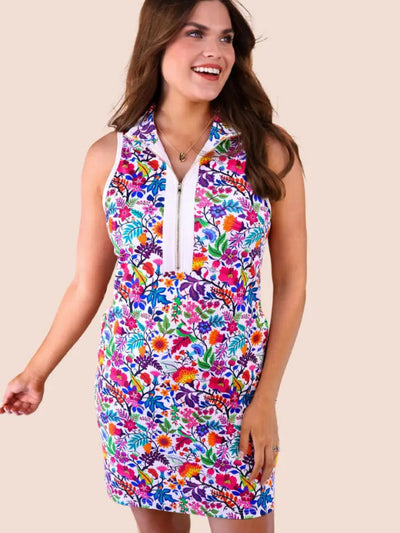 Jessie White Floral Print Sleeveless Dress