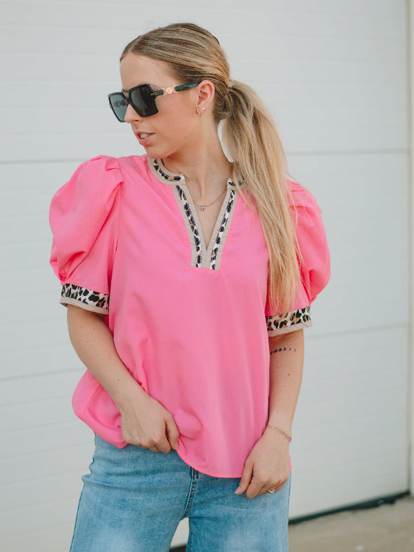 Laura Pink Short Sleeve Top