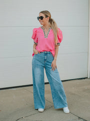 Laura Pink Short Sleeve Top