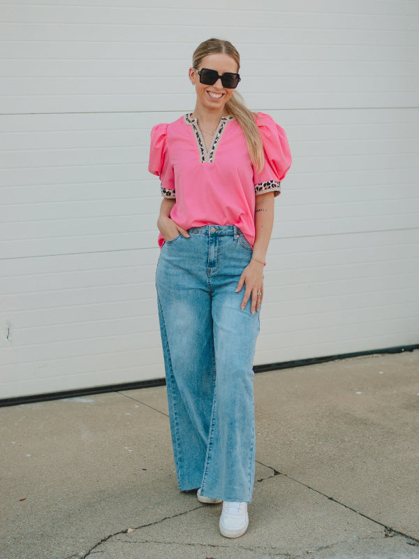 Laura Pink Short Sleeve Top