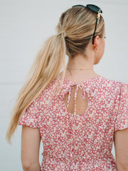 Kendra Pink Floral Short Sleeve Dress  FINAL SALE
