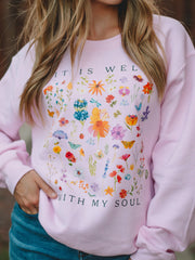 Pink It Is Well With My Soul Graphic Sweatshirt