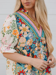 Delany Yellow Multi Boho Half Sleeve Top