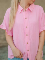 Savannah Pink Short Sleeve Blouse