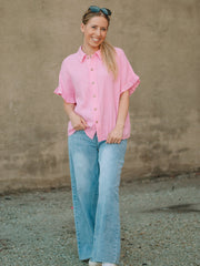 Savannah Pink Short Sleeve Blouse