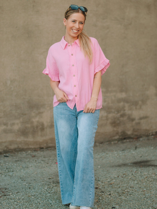 Savannah Pink Short Sleeve Blouse