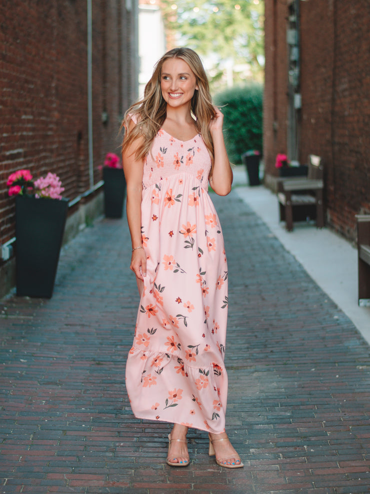 Nicole Pink Floral Print Maxi Dress
