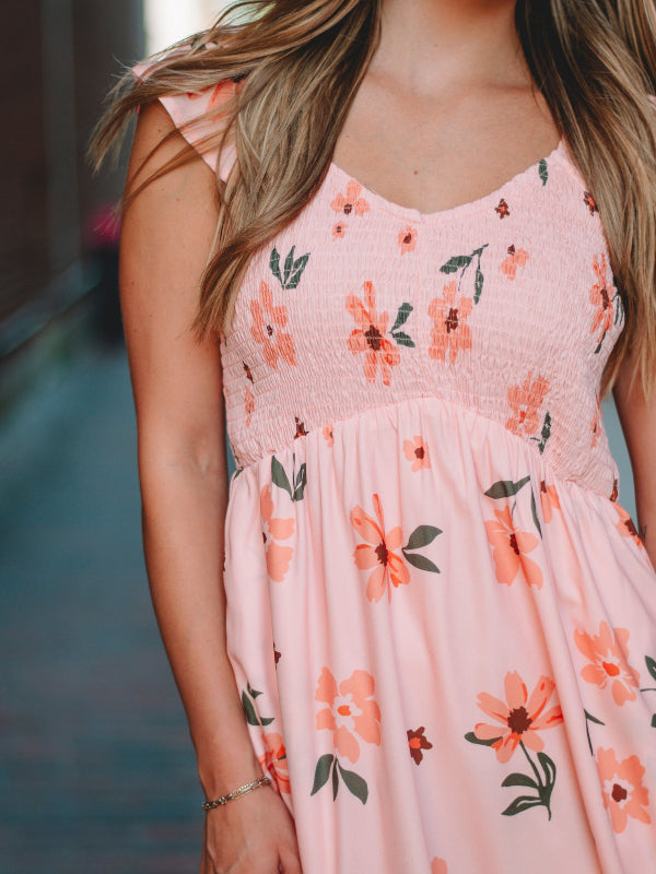 Nicole Pink Floral Print Maxi Dress