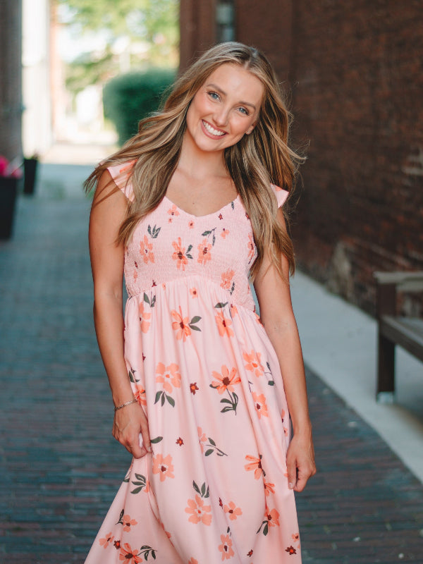 Nicole Pink Floral Print Maxi Dress