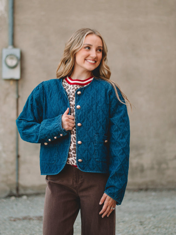 Sally Dk Denim Quilted Jacket