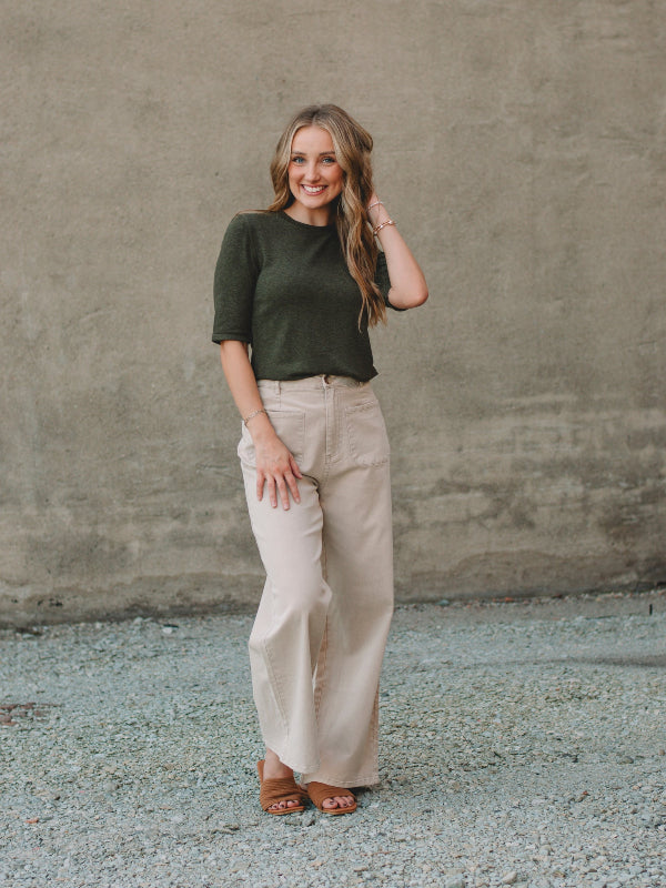 Randee Forest Green Short Sleeve Top