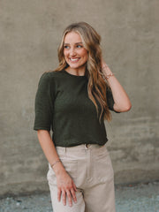 Randee Forest Green Short Sleeve Top